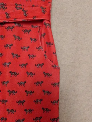 Vestido t M/L rojo estampado tigres