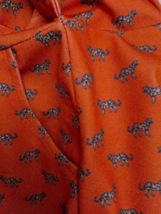 Vestido t M/L rojo estampado tigres