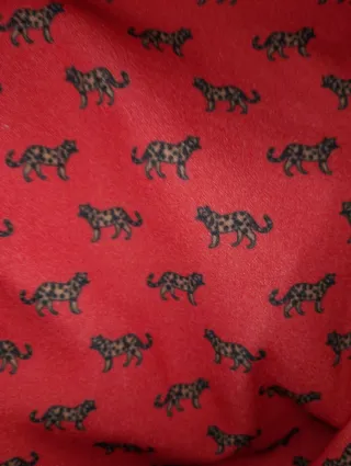 Vestido t M/L rojo estampado tigres