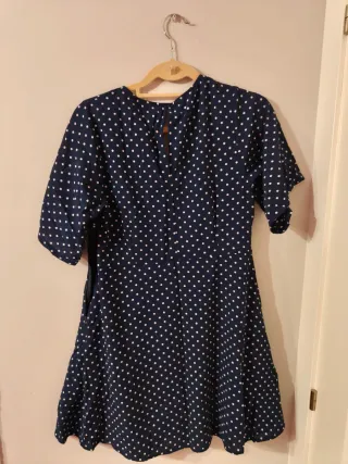 Vestido lunares Amichi azul y blanco Talla M