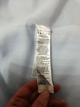 Camisa Lino Hombre Manga Larga XL Azul