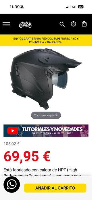 Casco Jet CGM Talla M Negro Mate