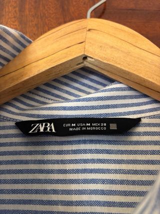 Camisa Zara Rayas Azul Talla M