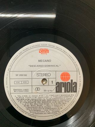 Mecano - Descanso Dominical (LP Vinilo 1988) | 1ª