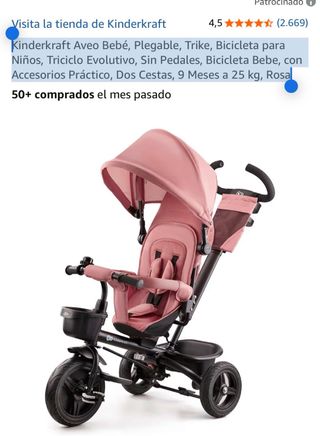 Triciclo Kinderkraft Aveo Plegable Rosa