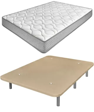 Base tapizada y colchón 135x190