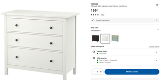 Cómoda Ikea Hemnes 3 cajones madera