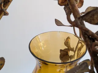 Lámpara vintage estilo quinqué dorada