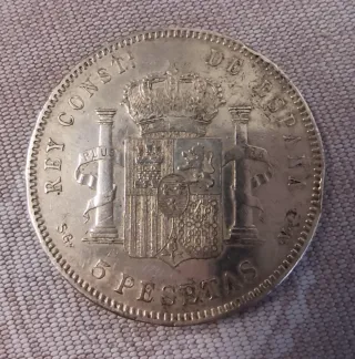 Alfonso XIII 5 Pesetas 1898 Moneta in Argento