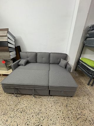 Sofá Cama Gris con Almacenamiento