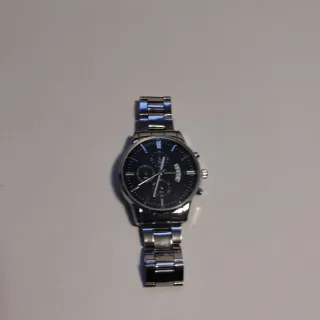 Reloj Hombre Elegante Negro y Plateado