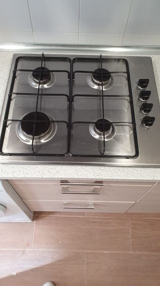 Placa de gas butano 4 fuegos acero inox
