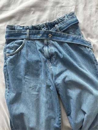 Zara Jeans Tiro Alto Paperbag Cinturón