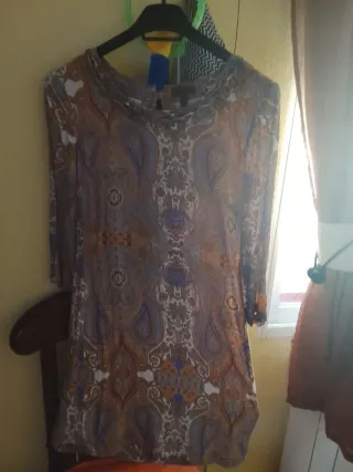 Vestido manga 3/4 viscosa estampado