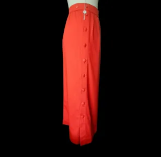 Falda Midi Yves Saint Laurent Roja Talla S