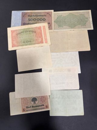 Billetes Alemanes Reichsbank 1923 hiperinflación.