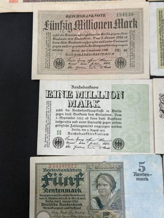 Billetes Alemanes Reichsbank 1923 hiperinflación.