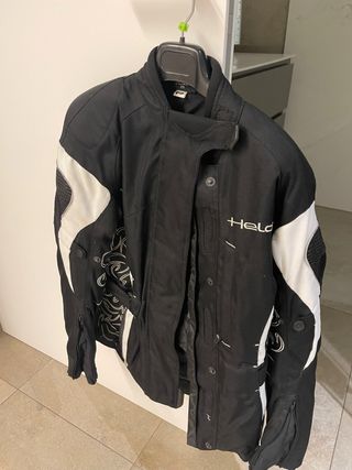 Chaqueta de moto Held negra y blanca de mujer