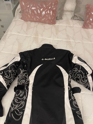 Chaqueta de moto Held negra y blanca de mujer