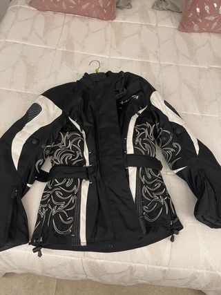 Chaqueta de moto Held negra y blanca de mujer