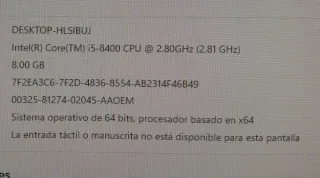 Ordenador de sobremesa Acer Intel5 8GRam