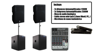 2 ALTAVOCES + 2 SUB + MESA DE SONIDO