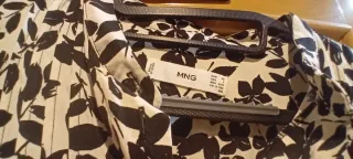 Vestido largo Mango flores negro y blanco Talla X