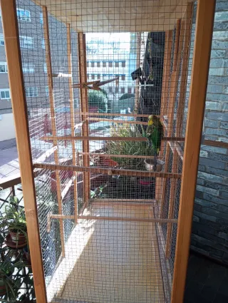 Jaula grande pájaros madera hecha a mano conmueble