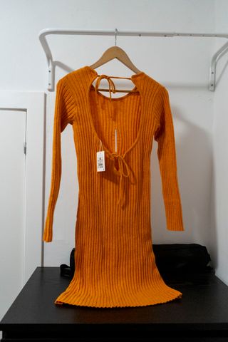 Vestido Natura punto acanalado naranja Talla M