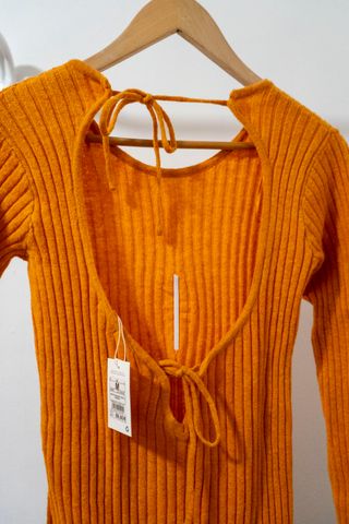 Vestido Natura punto acanalado naranja Talla M