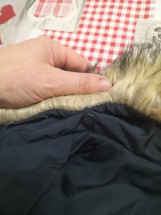 Cazadora negra con cuello de pelo sé puede quitar