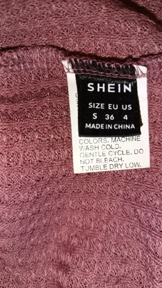 Camiseta tejida waffle cuello V, rosa oscuro