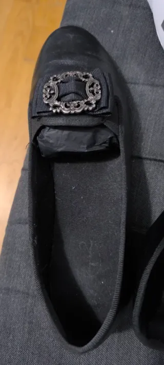 Zapatos piel negro/plata T-38 fallero