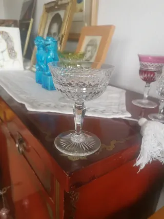 Copas de vino Val Saint Lambert cristal belga