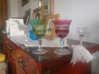 Copas de vino Val Saint Lambert cristal belga