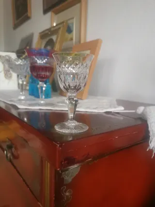 Copas de vino Val Saint Lambert cristal belga