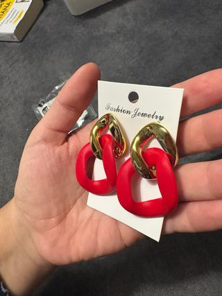 Pendientes Aro Rojo y Dorado