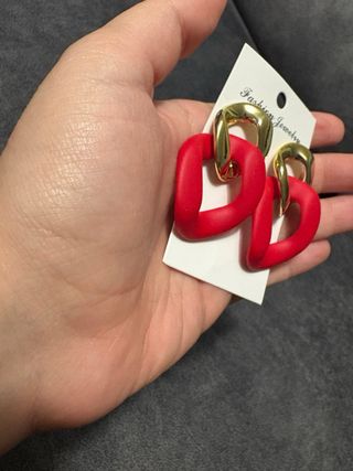 Pendientes Aro Rojo y Dorado