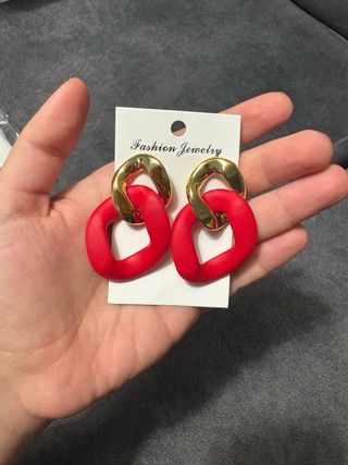 Pendientes Aro Rojo y Dorado