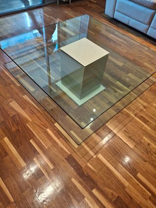 Mesa centro cristal moderna base dorada