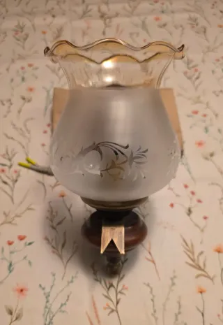 Aplique vintage madera y cristal