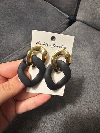 Pendientes Aro Negro y Dorado