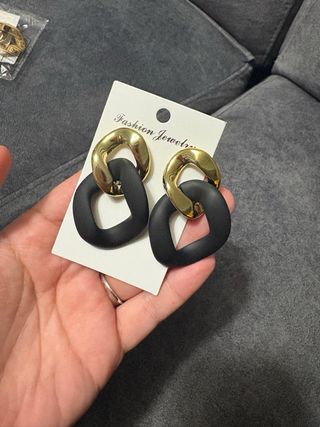 Pendientes Aro Negro y Dorado