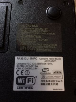 Portátil Toshiba Plata y Negro