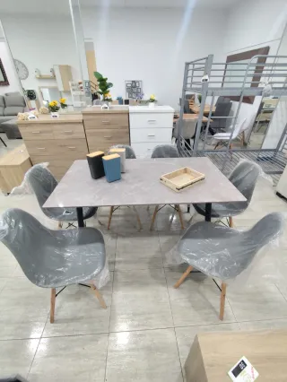 Mesa de comedor moderna efecto mármol y madera!!