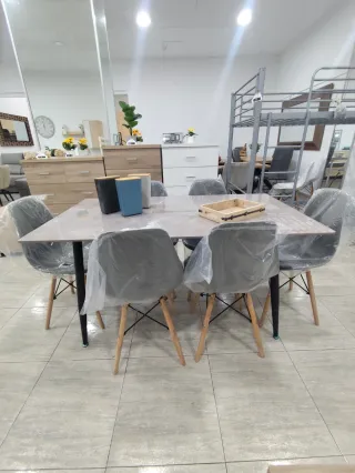 Mesa de comedor moderna efecto mármol y madera!!