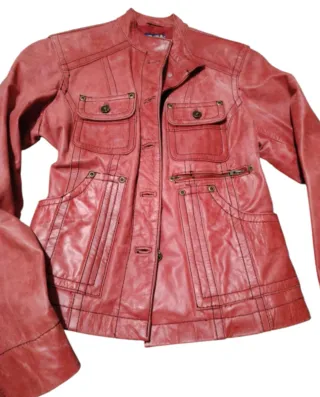 Chaqueta Biker Piel Cabra Y2K Roja