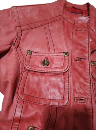 Chaqueta Biker Piel Cabra Y2K Roja