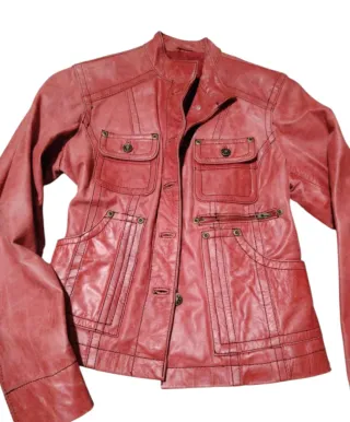 Chaqueta Biker Piel Cabra Y2K Roja