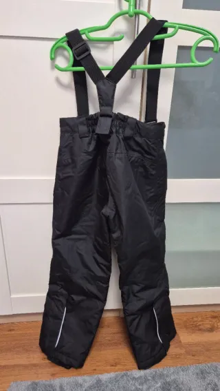 Pantalón de esquí infantil negro con tirantes